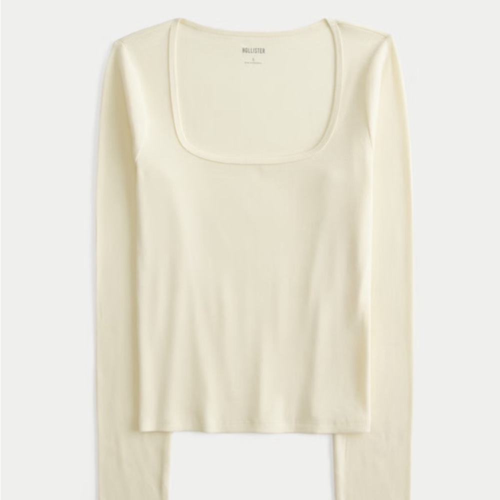 Hollister Ivory Cream Square Neck Long Sleeve Top | Size XL | Great Condition